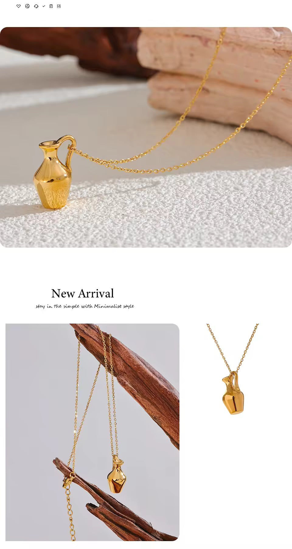 Metal Vase Kettle Charm Necklace