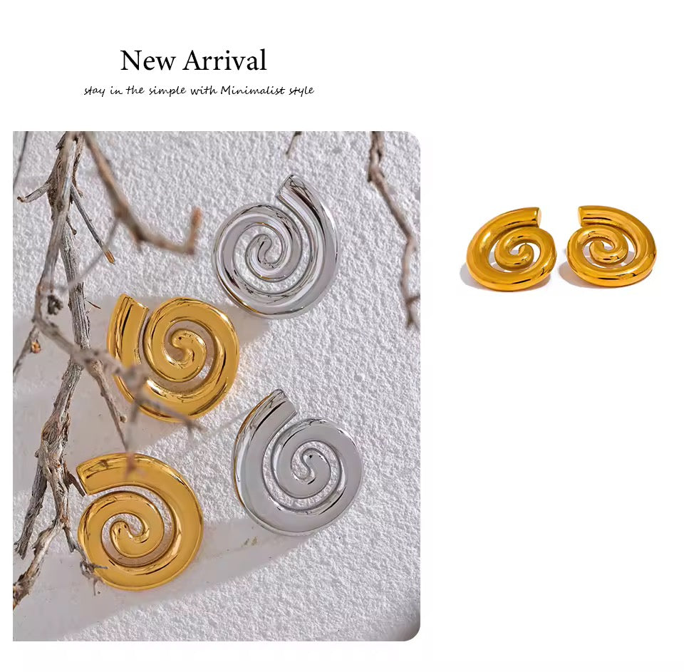 Conch Geometric Stud Earrings