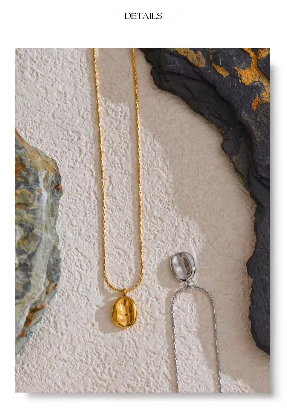 Square Hammer Pendant Necklace Gold