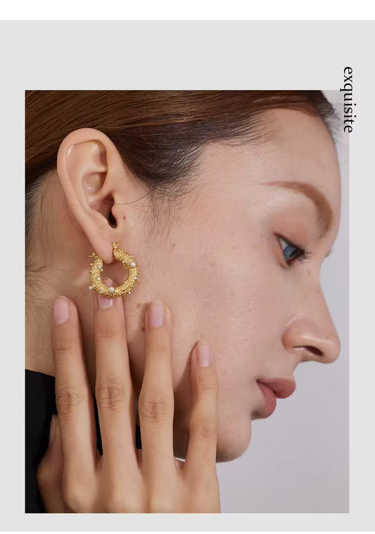 Golden Round Hoop Earrings