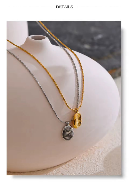 Square Hammer Pendant Necklace Gold