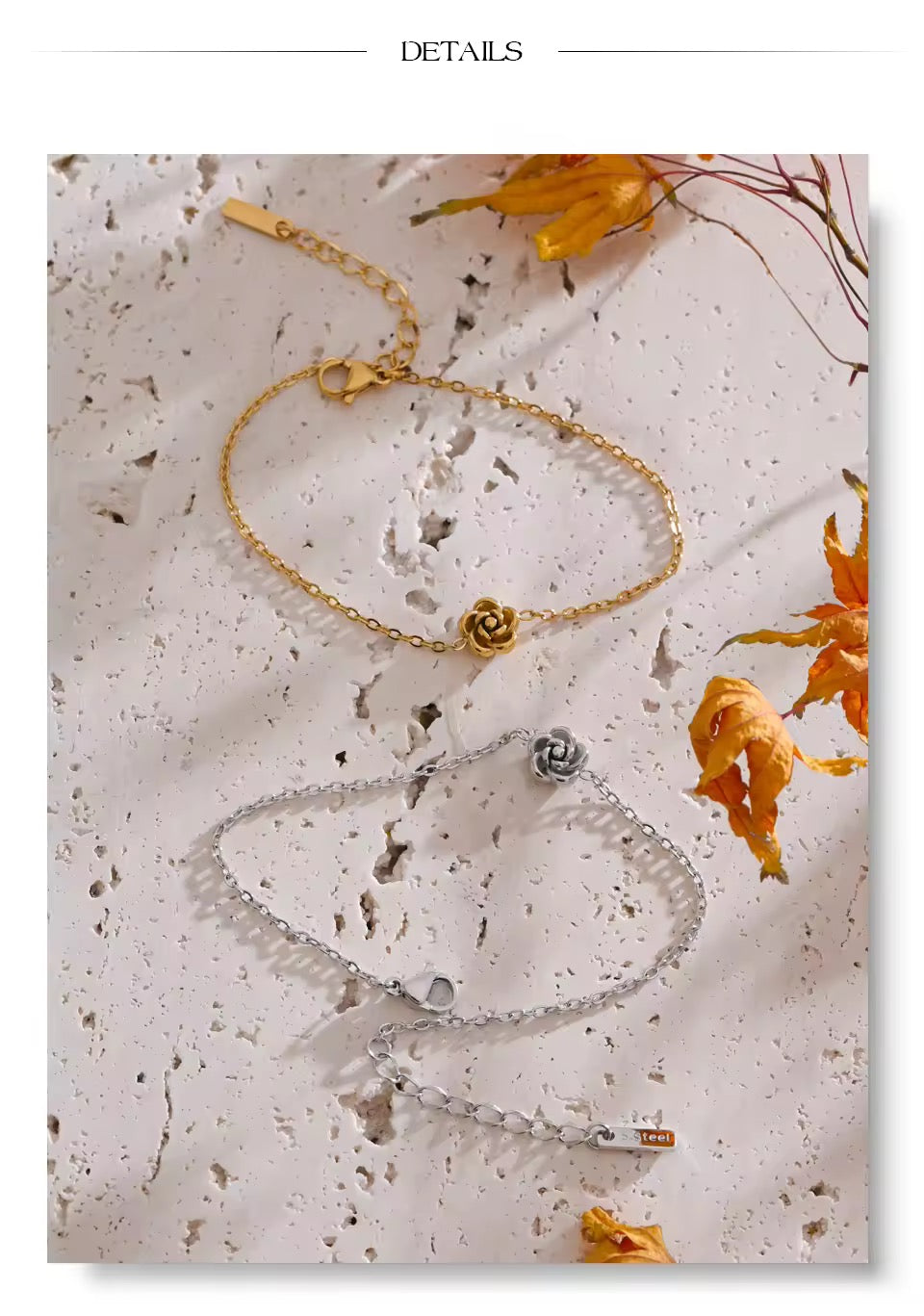 Necklace Bracelet Earrings Set Gold