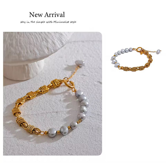 Natural Freshwater Pearl Grey Bracelet