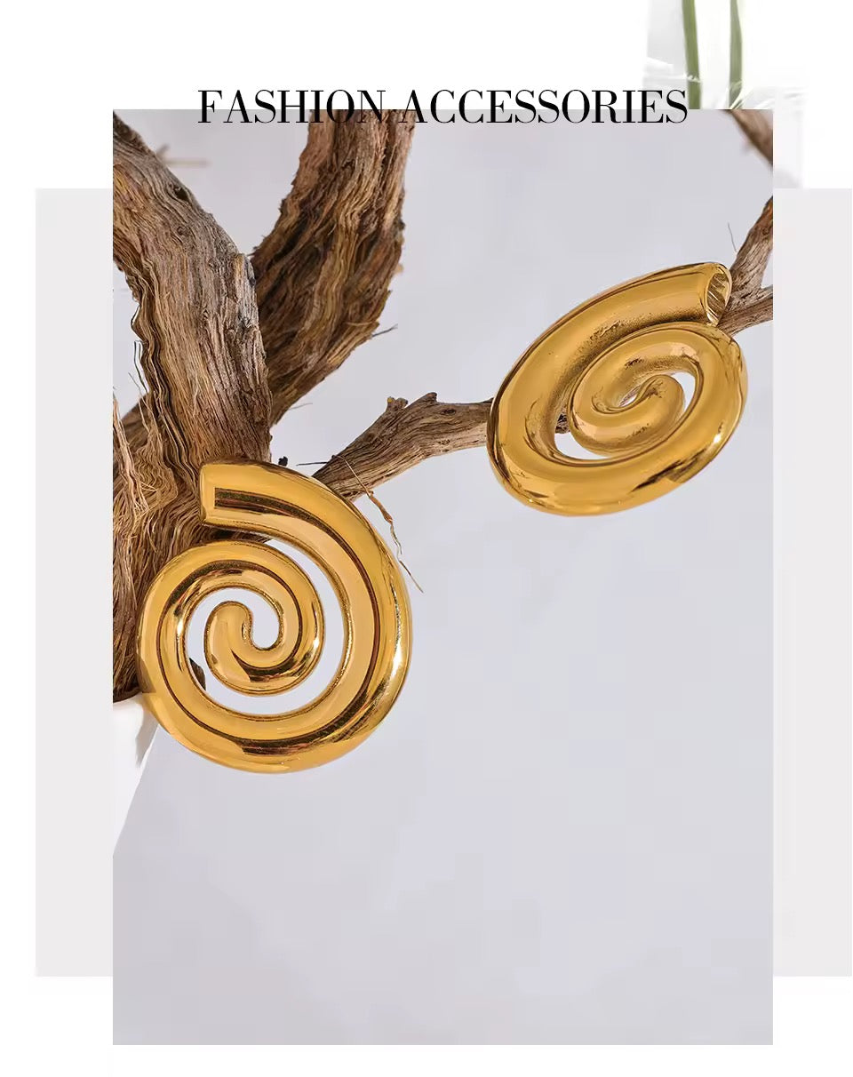 Conch Geometric Stud Earrings