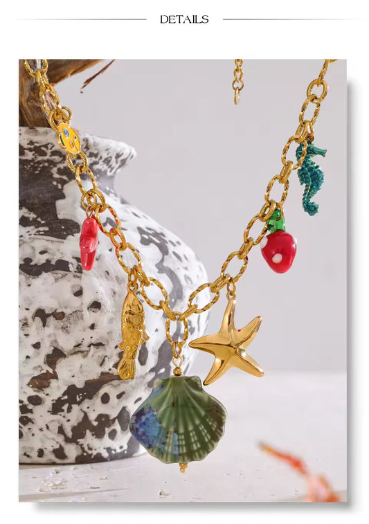 Shell Starfish Pendant Necklace